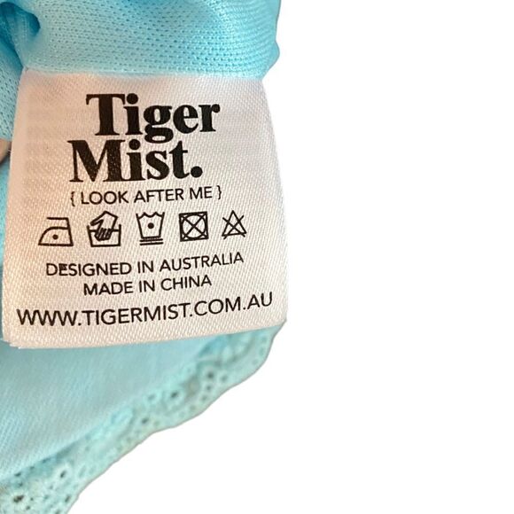 Tiger Mist Sz M Turquoise Bustier Boning Skinny Straps Cotton Ruffle Trim Top - Picture 6 of 7